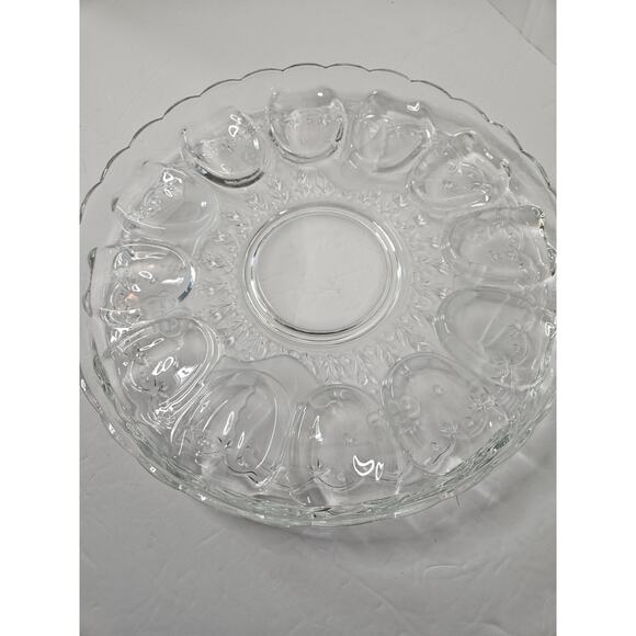 Vintage Lead Crystal Deviled Egg Platter Plate 12" Indiana Glass Frosted Glass - Picture 6 of 7